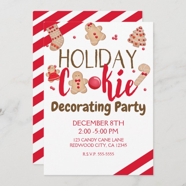 Holiday Cookie Decorating Party or Exchange Invitation (Front/Back)