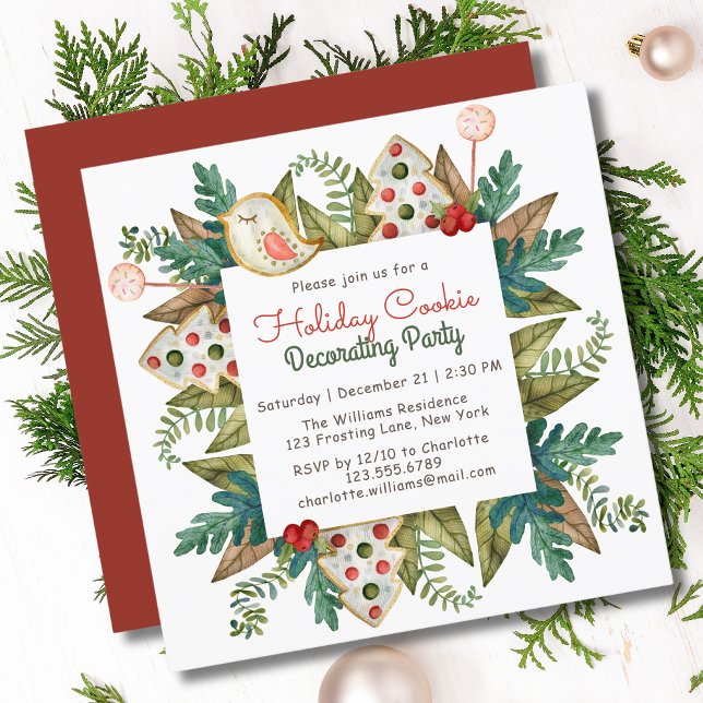 Holiday Cookie Decorating Party Watercolor Invitation (Creator Uploaded)