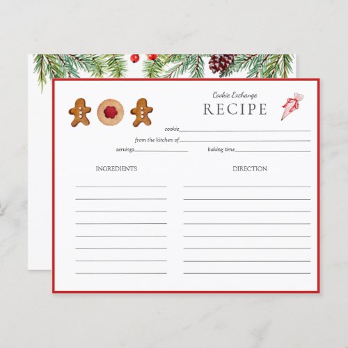 Holiday Cookie Exchange bakers Recipe card