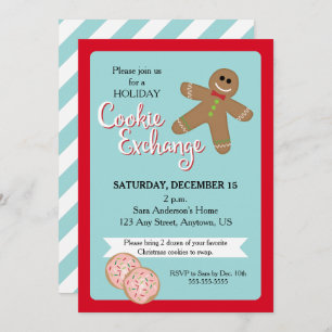 Holiday Cookie Exchange, Gingerbread Man Invitation