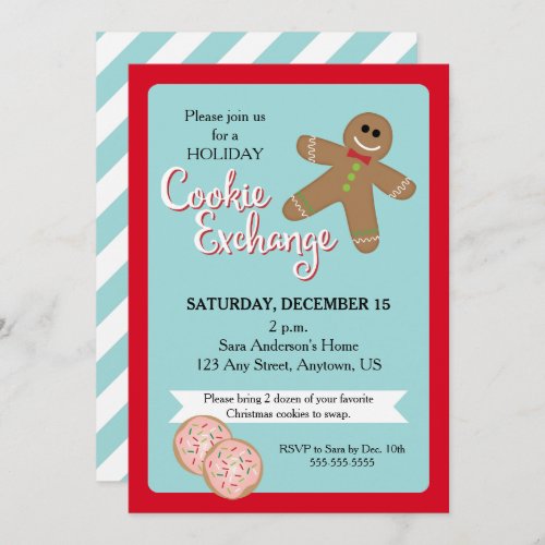 Holiday Cookie Exchange Gingerbread Man Invitation