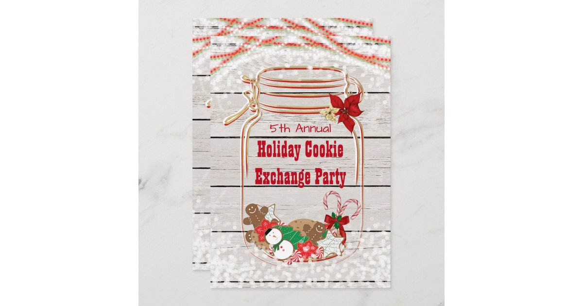 Holiday Cookie Exchange Mason Jar Invitations | Zazzle