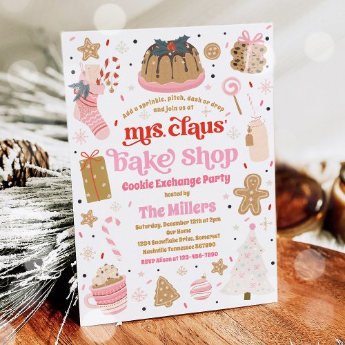 Holiday Cookie Exchange Mrs Claus Bake Shop Invitation