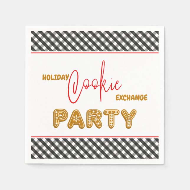 Holiday Cookie Exchange Party Christmas Napkins (Front)