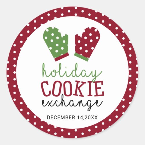 Holiday Cookie Exchange Party Christmas Oven Mitts Classic Round Sticker