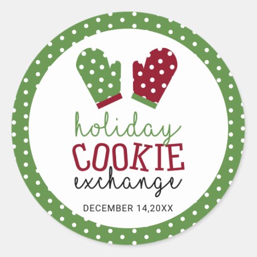Holiday Cookie Exchange Party Christmas Oven Mitts Classic Round Sticker