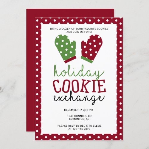 Holiday Cookie Exchange Party Christmas Oven Mitts Invitation