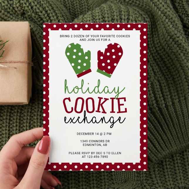 Holiday Cookie Exchange Party Christmas Oven Mitts Invitation (Creator Uploaded)