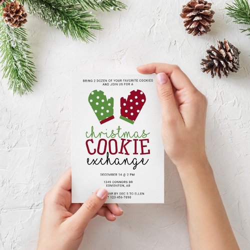 Holiday Cookie Exchange Party Christmas Oven Mitts Invitation