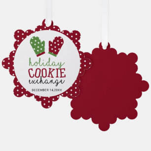 Holiday Cookie Exchange Party Christmas Oven Mitts Ornament Card