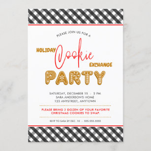 Holiday Cookie Exchange Party Christmas Plaid Invitation