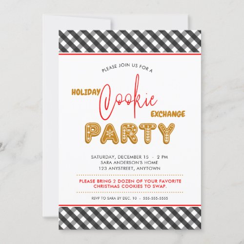 Holiday Cookie Exchange Party Christmas Plaid Invitation