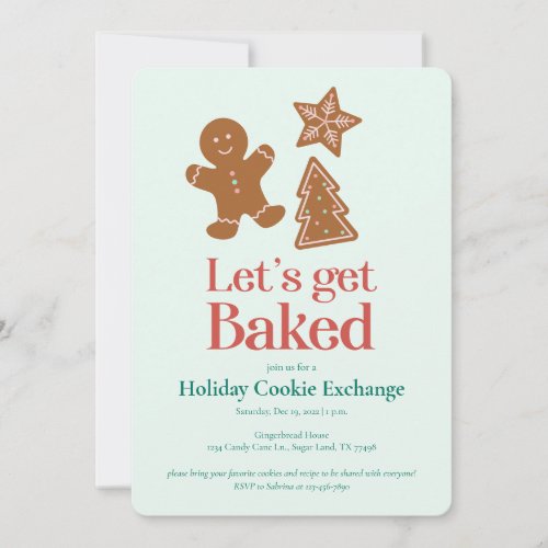 Holiday Cookie Exchange Party  Gingerbread Invitation