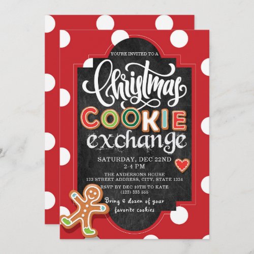 Holiday Cookie Exchange Party Red Polka Dot Invitation