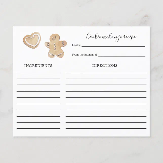 Holiday Cookie Exchange Recipe card | Zazzle