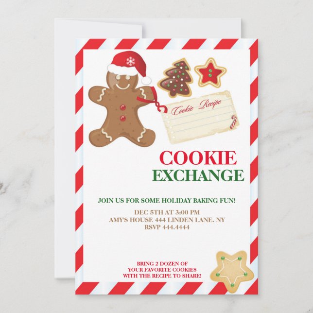 Holiday Cookie Exchange Swap Invitations (Front)