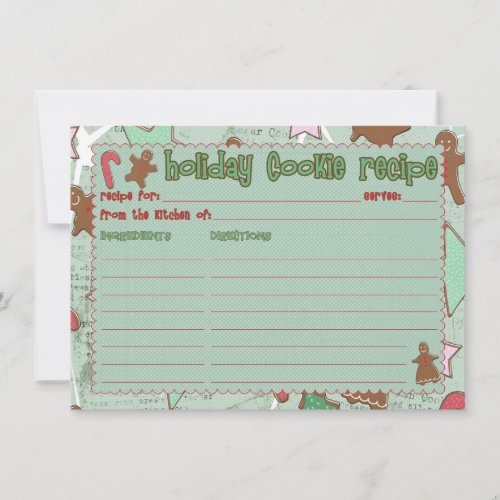 Holiday Cookie Recipe Card