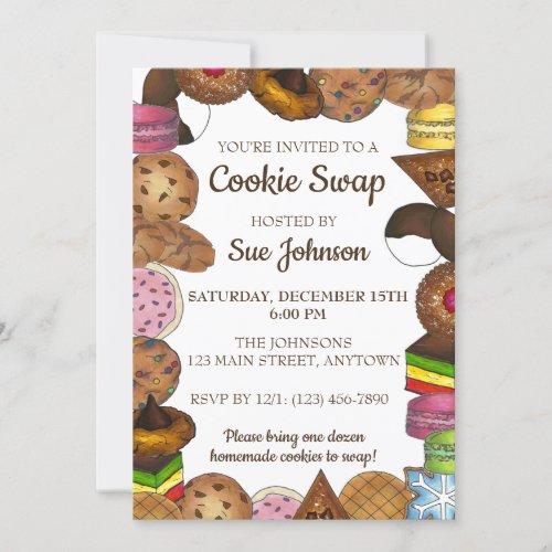 Holiday Cookie Swap Bake Sale Party Invitation