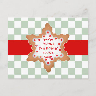 Holiday cookie swap invitation postcard