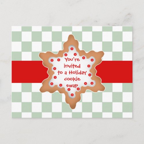 Holiday cookie swap invitation postcard