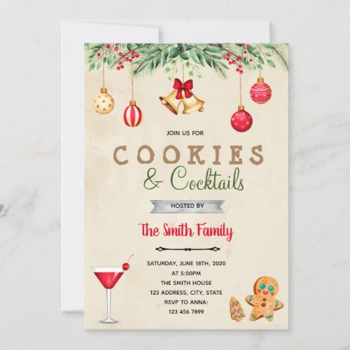 Holiday cookies and cocktail invitation
