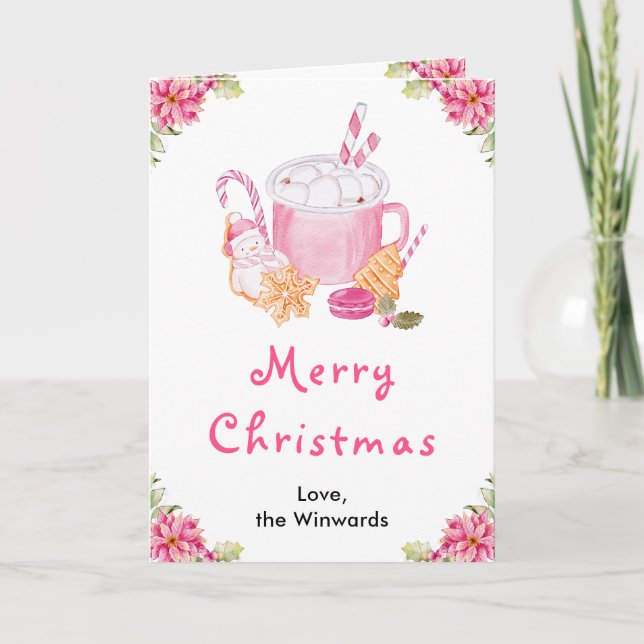 Holiday Cookies and Cocoa Pink Merry Christmas (Front)
