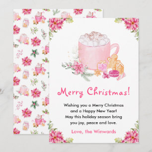 Holiday Cookies and Cocoa Pink Merry Christmas Card
