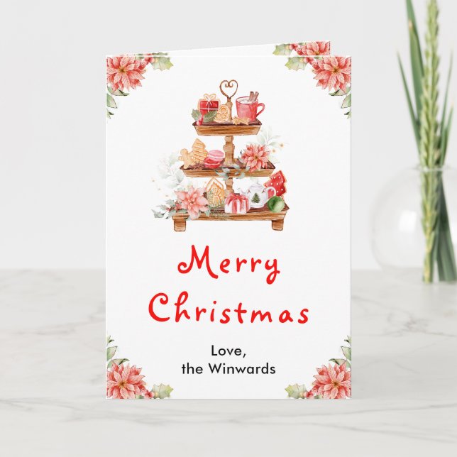 Holiday Cookies and Cocoa Red Merry Christmas Card (Front)
