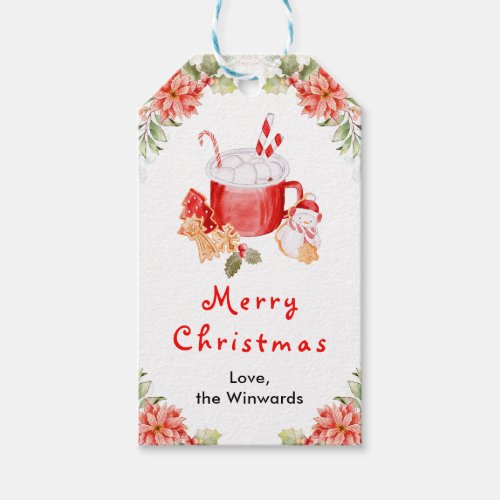 Holiday Cookies and Cocoa Red Merry Christmas Gift Tags