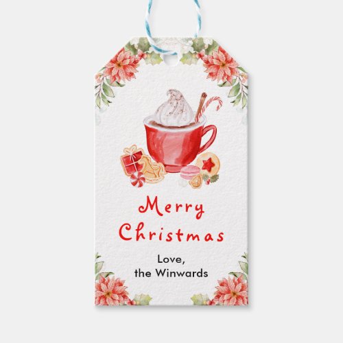 Holiday Cookies and Cocoa Red Merry Christmas Gift Tags