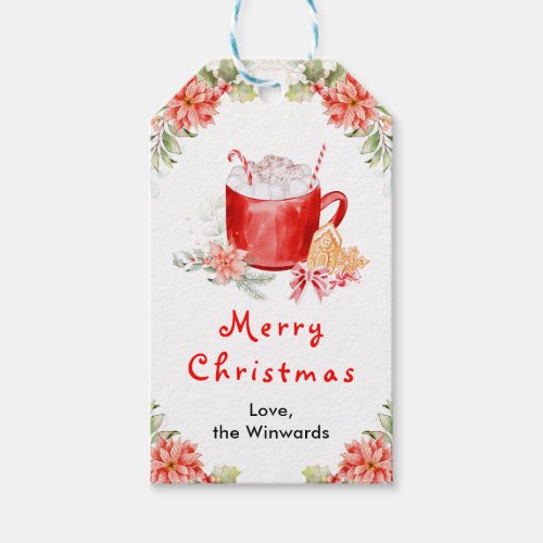 Holiday Cookies and Cocoa Red Merry Christmas Gift Tags