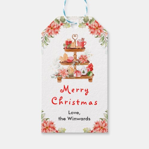 Holiday Cookies and Cocoa Red Merry Christmas Gift Tags