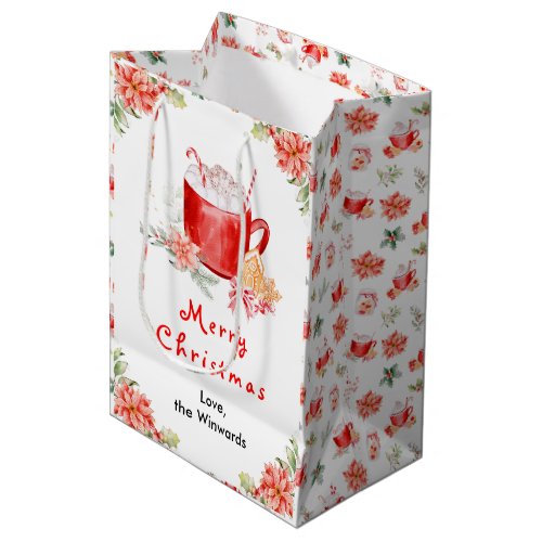 Holiday Cookies and Cocoa Red Merry Christmas Medium Gift Bag