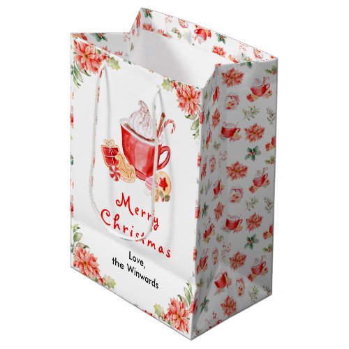 Holiday Cookies and Cocoa Red Merry Christmas Medium Gift Bag