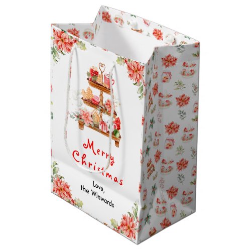 Holiday Cookies and Cocoa Red Merry Christmas Medium Gift Bag