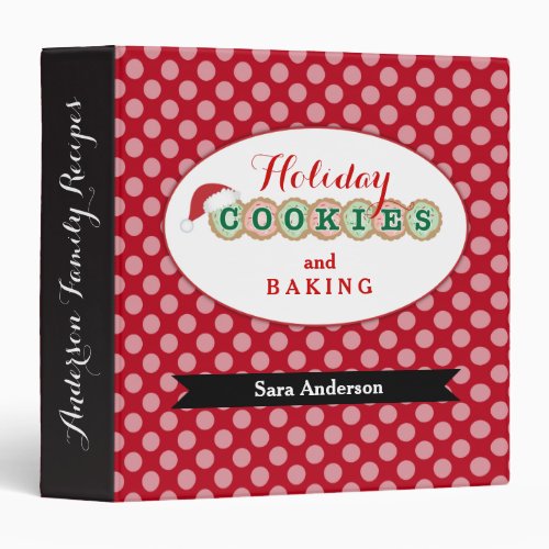Holiday Cookies  Baking Red Personalized Binder