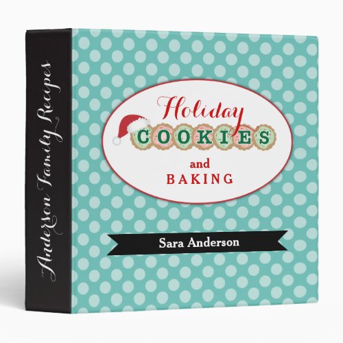Holiday Cookies  Baking Teal Personalized Binder