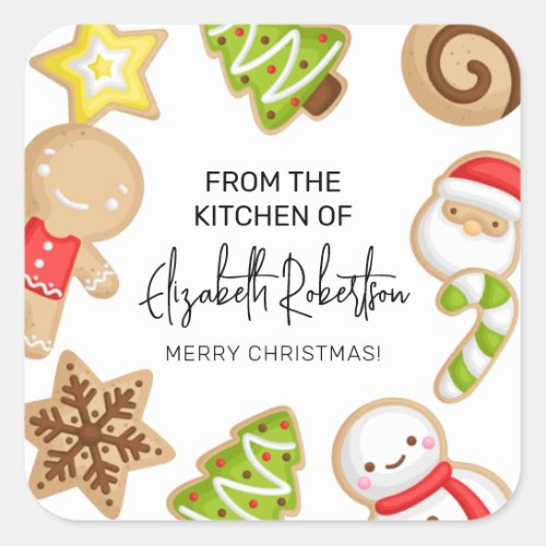 Holiday Cookies Christmas Baking Handwriting Square Sticker
