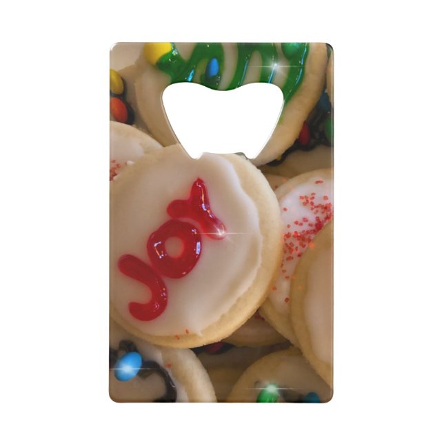 Holiday cookies credit card bottle opener (Front)