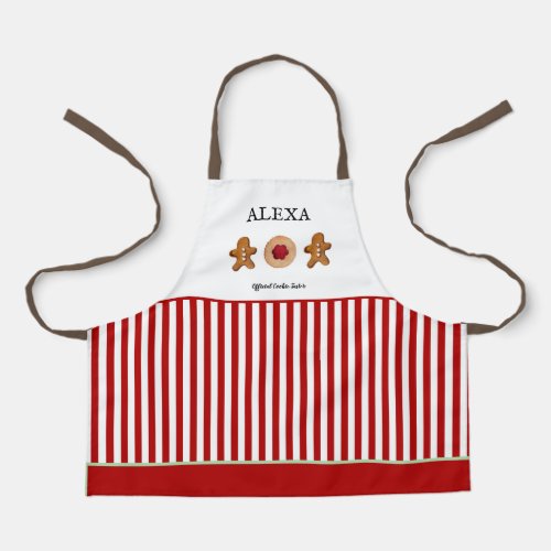 Holiday cookies red and white Kids stripe Apron