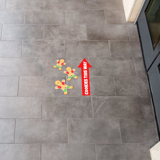 Holiday cookies this way gingerbread man red arrow floor decals (Restaurant)