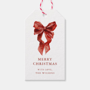 Holiday Coquette Red Bow Ribbon Christmas Gift Tag