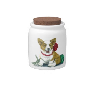 Holiday Corgi Jar... Candy Or Dog Treats Candy Jar by SharCanMakeit at Zazzle