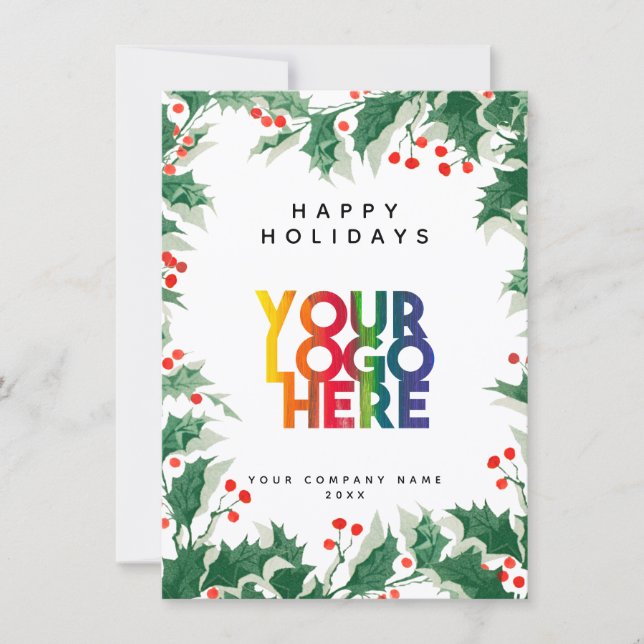 Holiday Corporate Business Logo Christmas Card (Front)