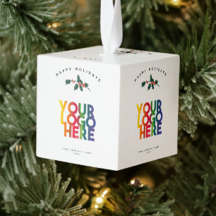Holiday Corporate Business Logo Christmas Cube Ornament