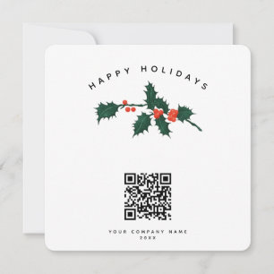 Holiday Corporate Business QR Code Christmas Card