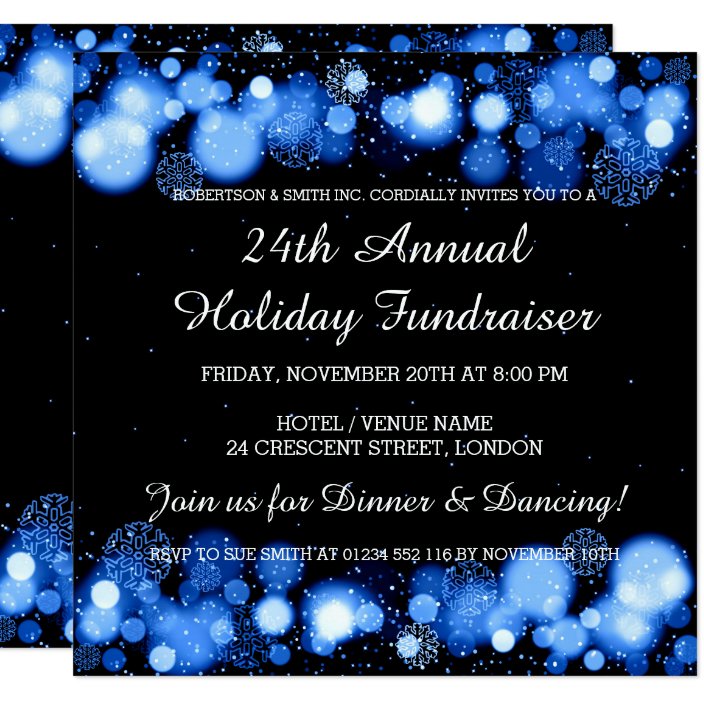 Holiday Corporate Fundraiser Gala Event Blue Invitation Zazzle Com