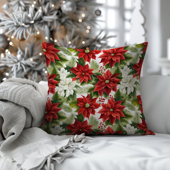 Holiday Couch Pillow Red Green Botanical Style (Holiday Couch Pillow Red Green Botanical Style)