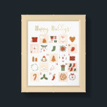 Holiday Countdown Advent Calendar Art Print<br><div class="desc">Celebrate the holiday season with this charming advent calendar art print. Featuring a variety of festive icons,  each day reveals a new joyful illustration,  perfect for counting down to the holidays. This print adds a touch of warmth and excitement to your seasonal décor.</div>