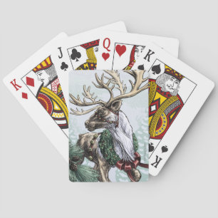 "Holiday Courier" Christmas Reindeer Art Poker Cards